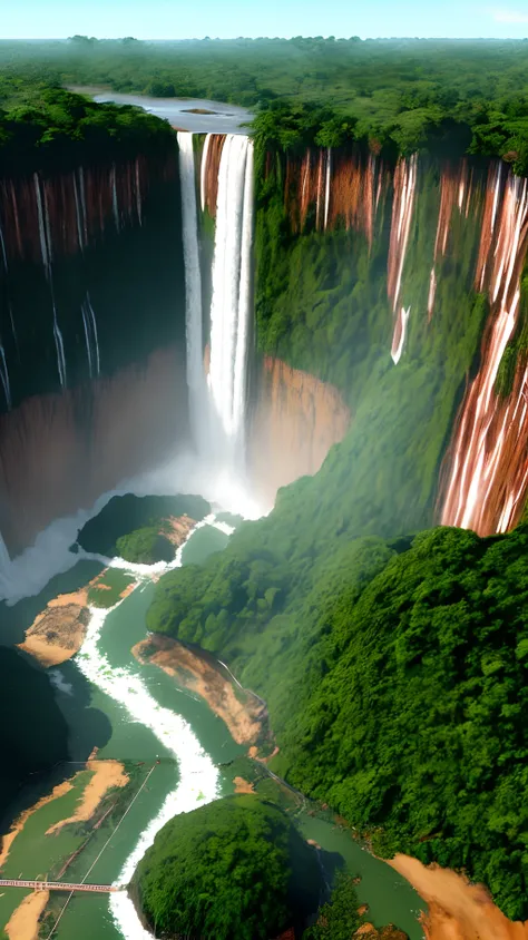 Crie em 3d uma imagem da pixar das cataratas do iguacu com o texto Cataratas do Iguacu