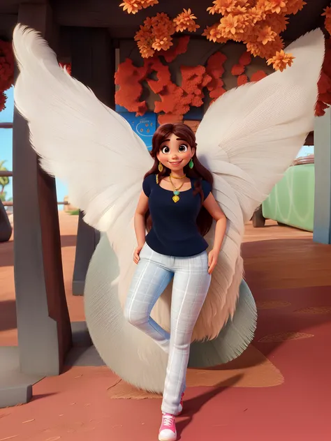 Uma mulher da morena sorrindo, Estilo Disney Pixar, alta qualidade, melhor qualidade