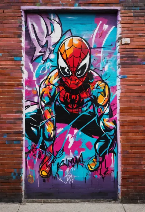 Prompt: grafity, Homem aranha, imagem completa, High resolution high contrast