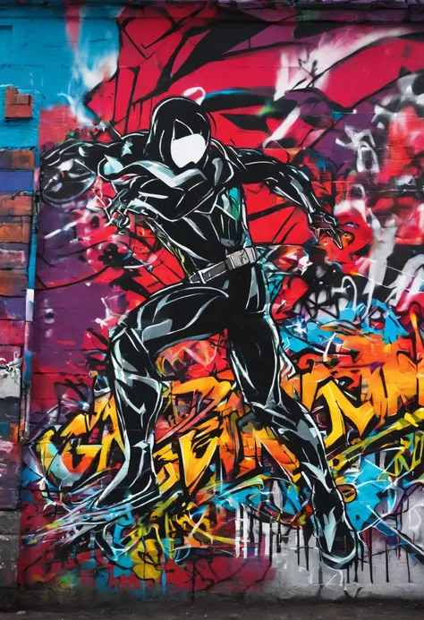 Prompt: grafity, Homem aranha, imagem completa, High resolution high contrast