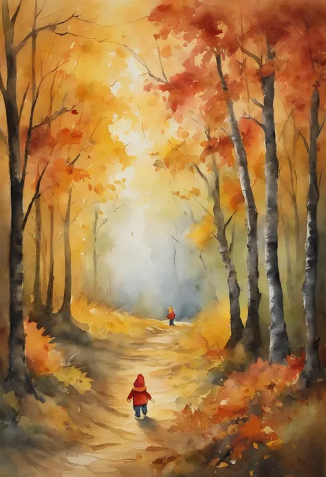 Winnie The Pooh, walking through a fall scene