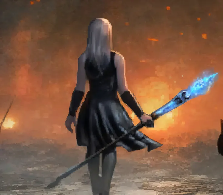 There was a woman holding a staff，,painted in the style arcane, Stylized urban fantasy artwork, Avatar image, stormlight archive, epic mage girl character, Digital 2D fantasy art, Epic fantasy style, epic exquisite  character art, Epic fantasy art style, E...