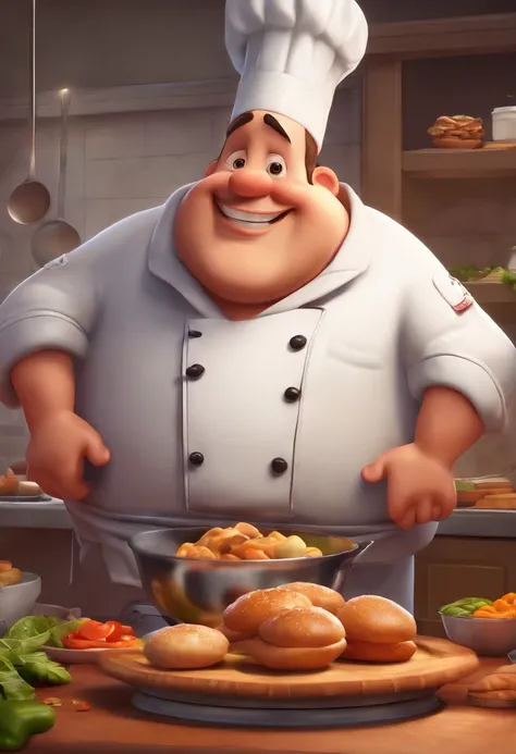 A Cartoon Chef Who Is Fat With A Big Big Toe