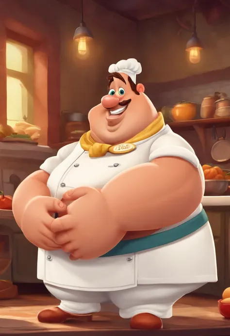 A Cartoon Chef Who Is Fat With A Big Big Toe