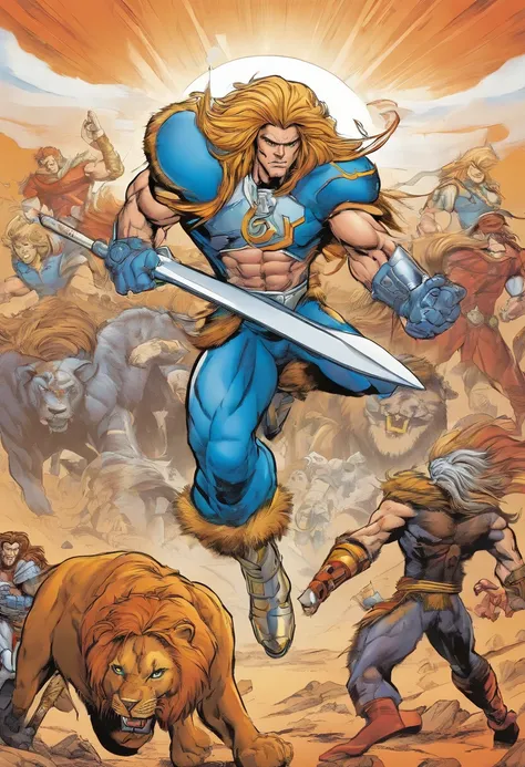 Detroit Lions long blonde hair number 84 as Lion-O from the Thundercats