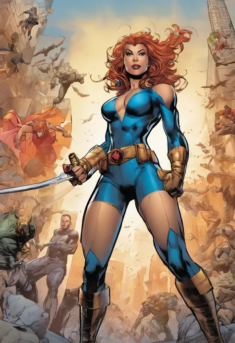 female comic book character concept art, pencils Mike Deodato Jr., David Finch, Ricardo Federici, OliverCoipel, Jim Lee, David aja, J. H. Williams III, X-Men, Fantastic Fuor, dynamic pose, full body