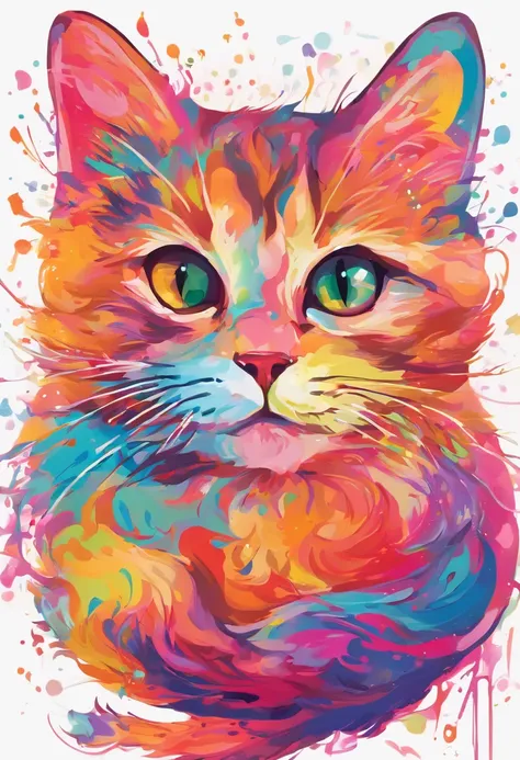 High quality, masutepiece, watercolor paiting, Cleaning technology, Colorful, Paint dripping and scattered, Paintings like Agnes Cecil, Blurry, Pale touch, Dirty outlines, Create an incredibly cute Munchkin cat design like in a fairy tale. The Munchkin cat...