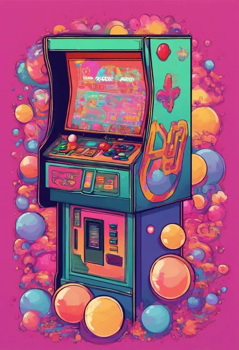 kawaii aesthetic, Sala de Jogos Arcade, ZERO, vaporwave, Synthwave, Magic bubbles, soap bubbles