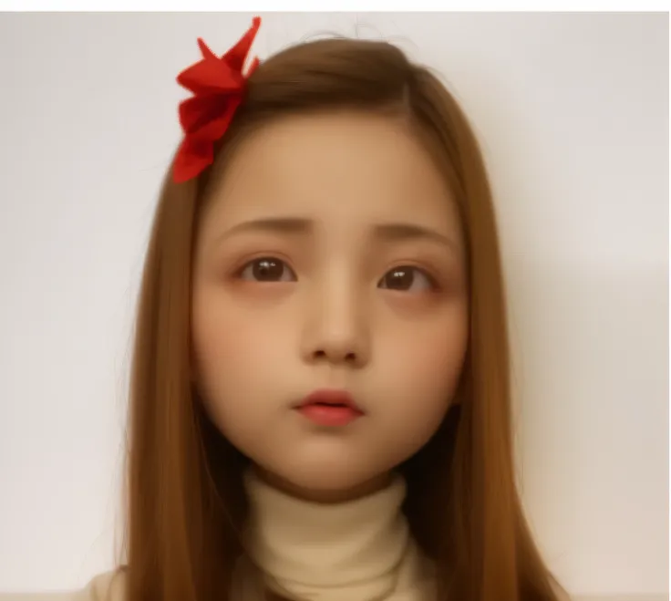 1girll,Petite 20-year-old beautiful girl、the breasts are large、Baby face、（White turtleneck sweater）、（duffle coat）、Red check muffler,（Long pleated skirt）、Stockings、The girl has brown hair、semi long hair、rosto magro、clever