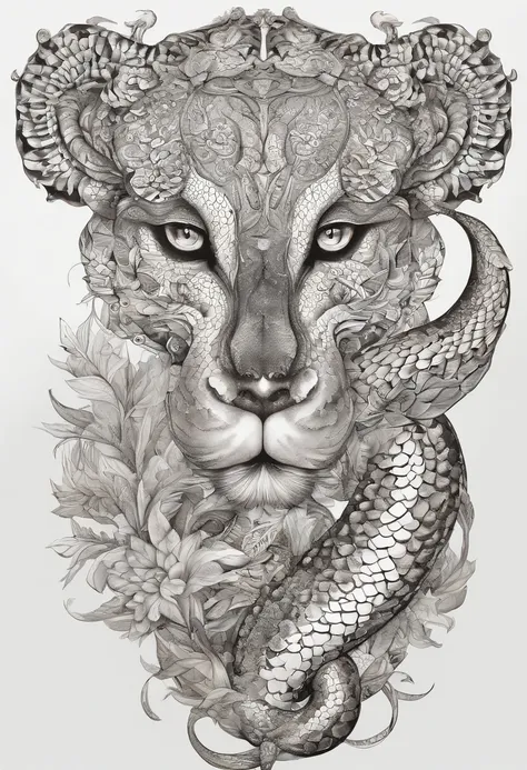 (White background:1.4),(Symmetrical:1.5),(Masterpiece giant python head, In the middle, Oriental elements),（China - chic illustration:1.2, Vector painting:1.2),(Chinese colors,senior color matching),( reasonable design, Clear lines, High sharpness,Best qua...