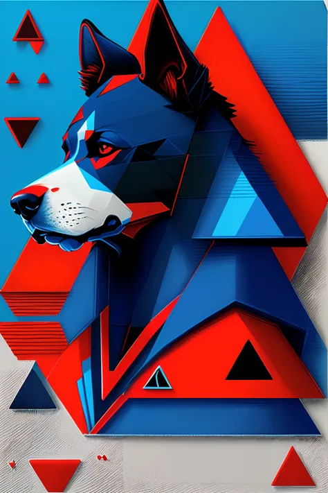 (masterpiece, 4k ,ultra detailed,raw photo:1.2),illustration, (portrait:1.2),(from side:1.2),(looking right:1.2), (simple a dog xoloescuintle background,blue, red, wite, black and orange background1.4), (art deco:1.4), (minimalism:1.4), (clean:1.4), (flat_...