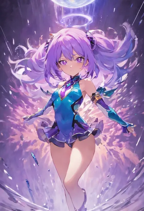 Adult Neptune from Hyperdimension Neptunia,long lilac hair, purple Eyes, Kamen Rider Zero-one Armor, wearing hidden zero one driver on her waist