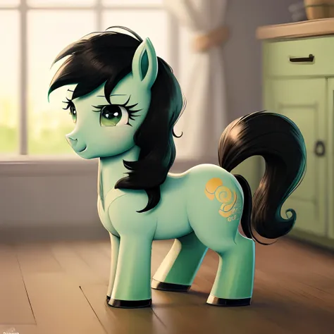 My little pony green filly with black hair and tail