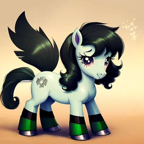 My little pony green filly with black hair and tail