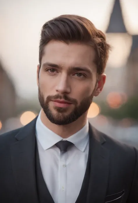 (best quality,4k,8k,highres,masterpiece:1.2),ultra-detailed,(realistic,photorealistic,photo-realistic:1.37),handsome man in a suit,gorgeous beard,short hair,sexy executive man,black suit,dark lighting,great posture,confident expression,stunning facial feat...