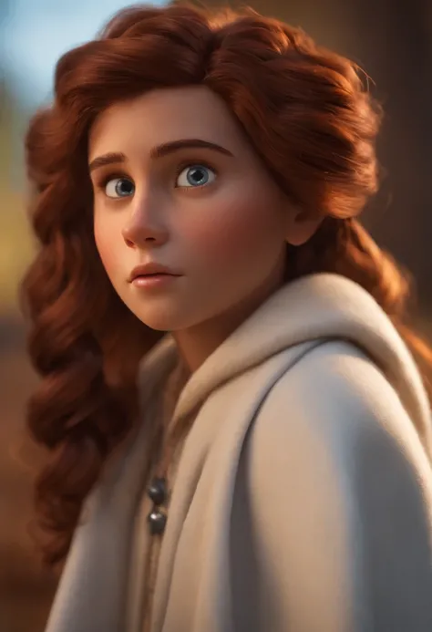 Um jovem branco de cabelo curto crespo olhos marron, Dream photographer inspired by Pixar animation, de perto. The character takes center stage with captivating facial expressions, oferecendo um toque de irrealidade