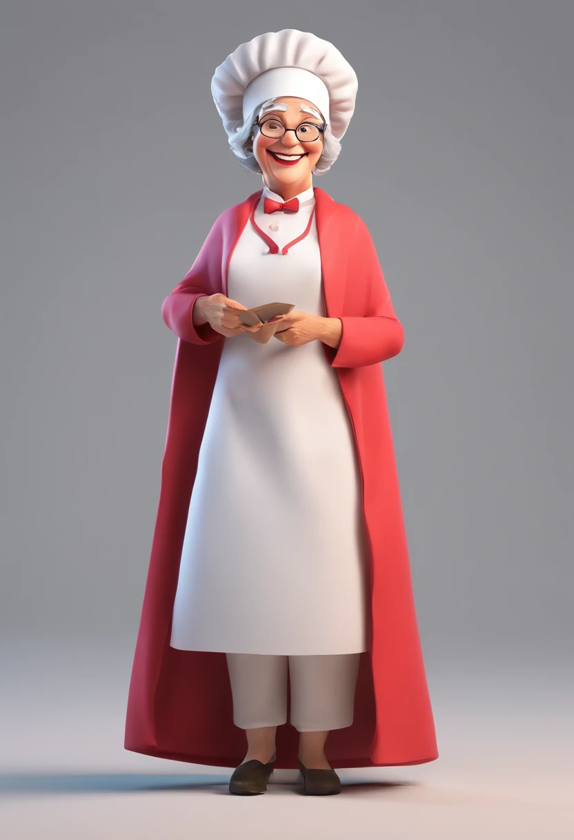 Granny with white cook hat white apron red outfit , sorriso insano, Senhora de pele marrom com um sorriso gigante, happily smiling at the camera, sorriso atrevido, Smiling granny, sorriso muito grande, Senhora sorridente, foto de perfil headshot, rindo sor...