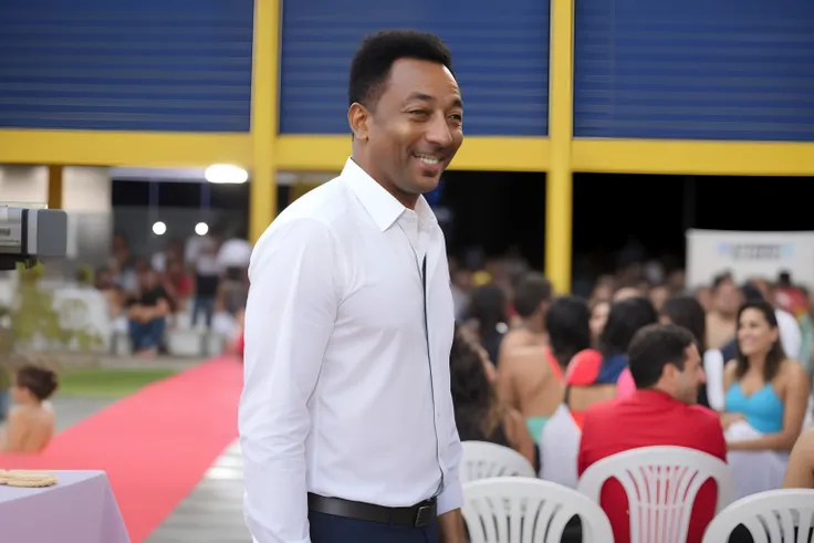 there is a man standing in front of a crowd of people, Homem de 4 0 anos, foto do perfil, 38 anos, imagem de perfil, 3 6 anos, taken in the night, he is! cerca de 3 0 anos de idade, ele tem cerca de 4 0 anos de idade, Hes on a toothpick, sorriso radiante, ...