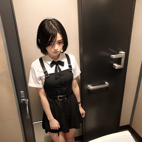 Emo femboy tied to bathroom stall in public school