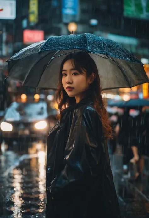 Short Cut Girl Age 18 Years Old、Its raining in the center of a scramble intersection in Tokyo