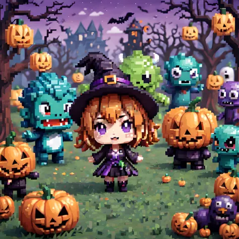 (pixel art:1.5), (chibi emote:1.5), (chibi character:1.5), (halloween theme:1.5), (fantasy:1.5), (magical world:1.5), (fantastic...