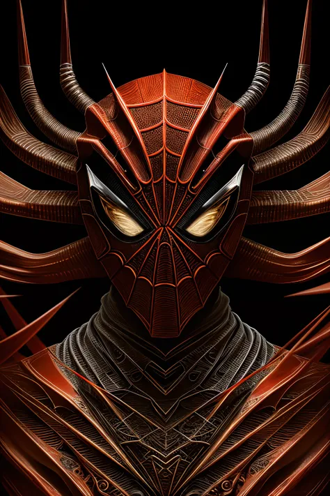 portrait of a devil spider man, biomechanical, mshn robot, splashes of orange red, hyper realistic, intricate design, (insanely detailed:1.4), (extremely fine details:1.35), Extremely sharp lines, steel, cinematic lighting, Photorealistic, a detailed view ...