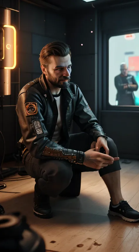 dont change my faceyoung man with light beard best quality,4k,8k,highres,masterpiece:1.2,ultra-detailed,realistic,photorealistic in cyberpunk background