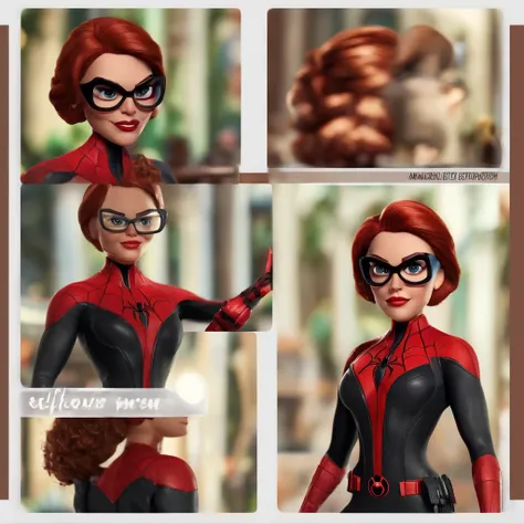 Cartoon character of black widow with black glasses, marvel studio character, miniature , Caractere estilizado, realistic rendering, 3D estilizado, Arnold Maya render, 3 d render stylized, Personagem 3D, 3d rendering stylized, 3 d character render, persona...