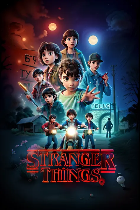 Stranger things estilo disney pixar,
alta qualidade, melhor qualidade