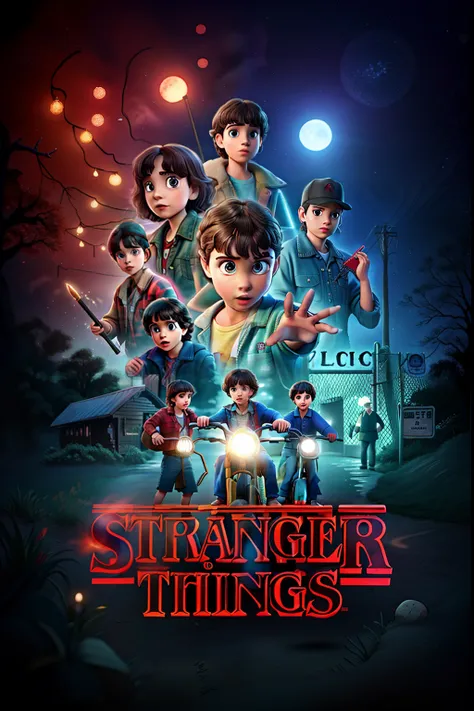 Stranger things estilo disney pixar,
alta qualidade, melhor qualidade