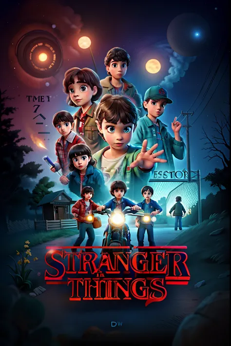 Stranger things estilo disney pixar,
alta qualidade, melhor qualidade