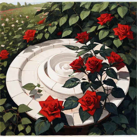 A rose，Rose bushes，handpainted