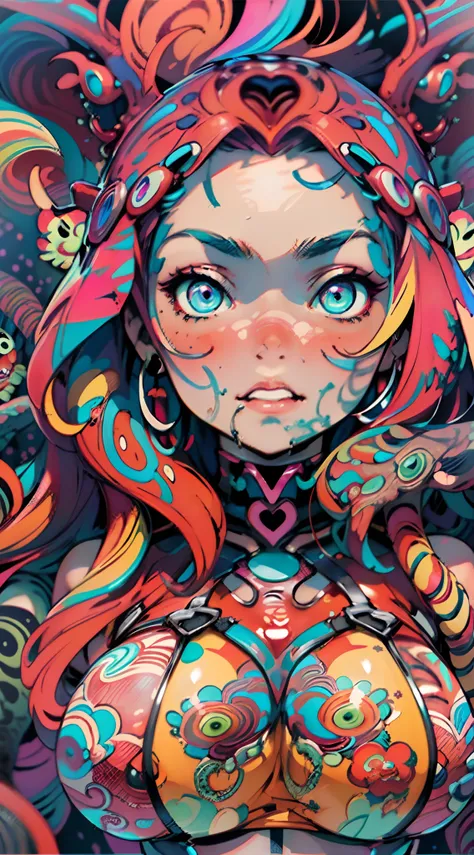 Seductive psychedelic horror, Trippy Hentai, body horror, having sex, real breasts, detailed nipples, surreal Sex, LSD trip, sensual, psychedelic vaginal sex, provocative, colorful, glowing, perfect vagina