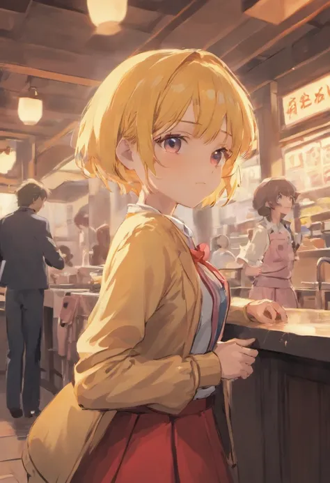 short-hair，Waitress，teens girl