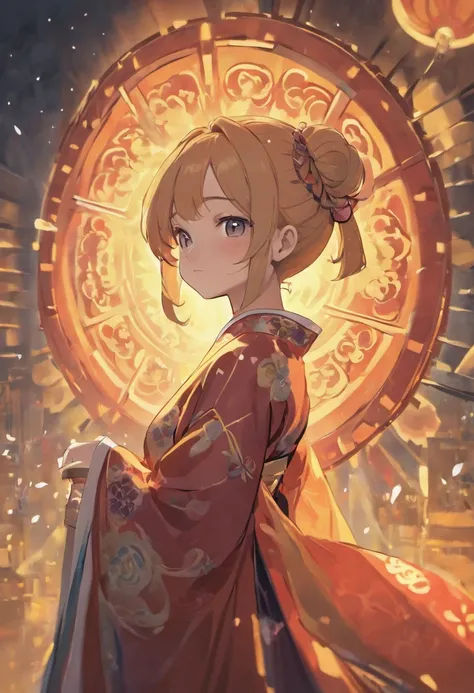 Cute chinese historical girl with high bun hair anime illustratrion