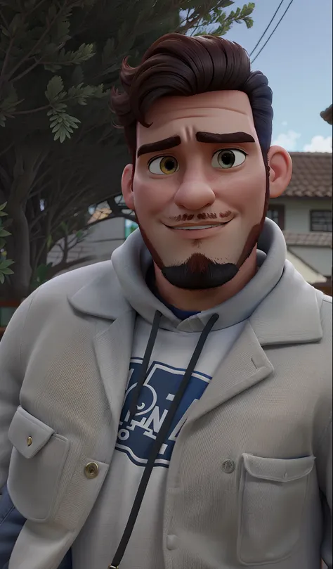 Um homem moreno, estilo Pixar, alta qualidade, melhor qualidade.