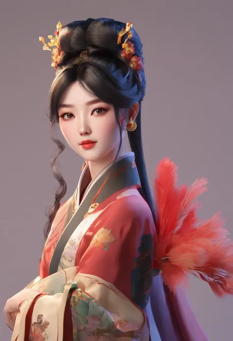 ute chinese historical girl with high black bun hair manhwa style illustratrion front