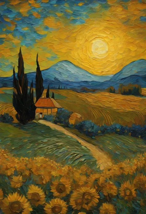 Make a version of van gogh girrasois with good quality, estilo noite estrelada de van gogh