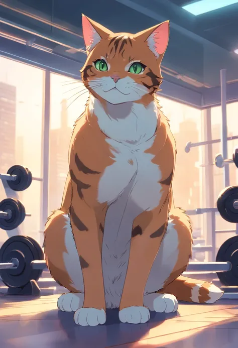 Bodybuilding anthropomorphic cat