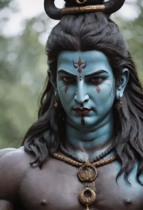 Top quality, lord shiva, extremely angry face, realistic, hd