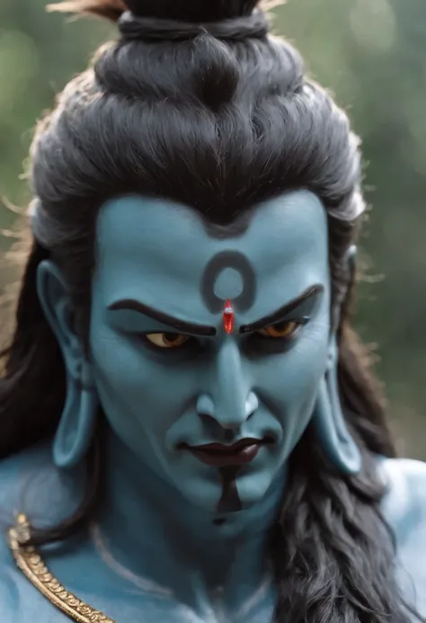 Top quality, lord shiva, extremely angry face, realistic, hd