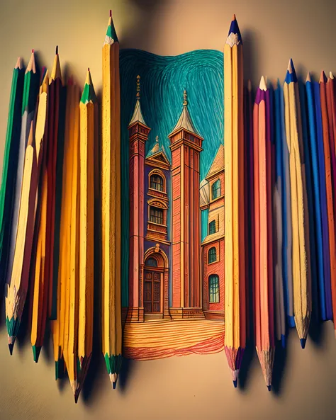 Classical period architectural colored pencils