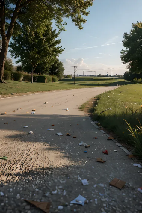 beutifull show falling landscape , garbage on landscape