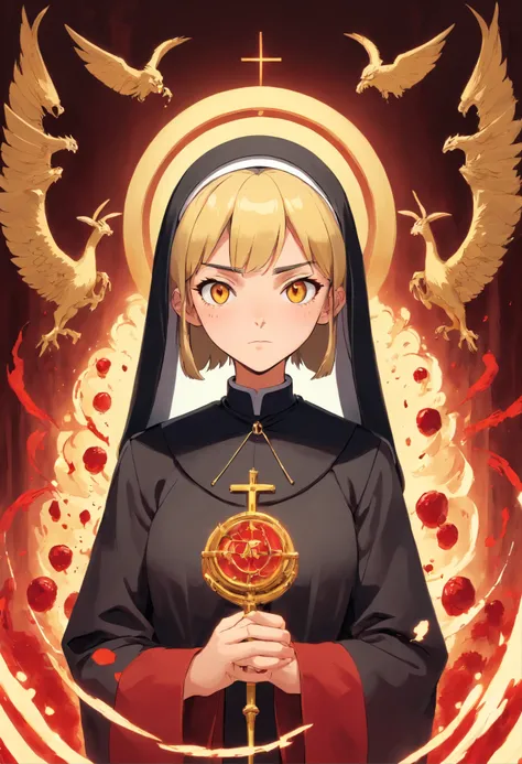 nun, Diabolical, grumpy, Sexy, Blood, gold