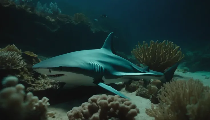 abyssal，the shark，The corals，highlight，cinematic colorgrade