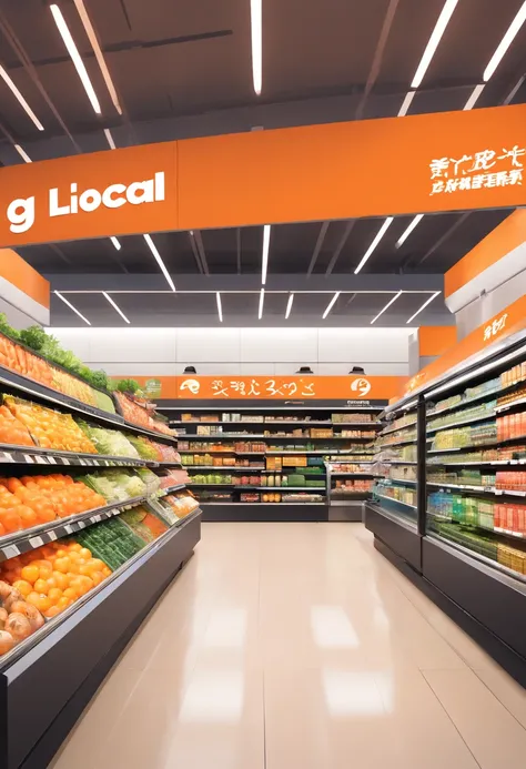 Create an ultra-high resolution image of project for the facade supermarket with name "GLOCAL" with the goal of creating an impressive and modern surface. With a height of up to 20 meters, we took advantage of the space to create a minimalist design, helpi...