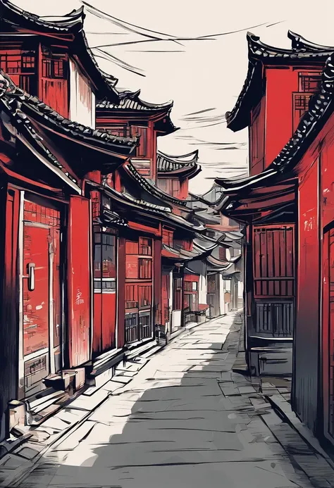 Hutong alley，Narrow roads，Houses on both sides