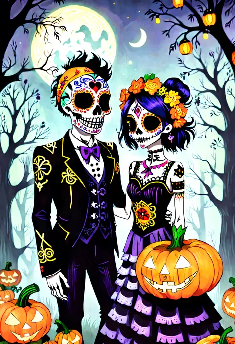 day of the dead : niji deathpunk characters revel in their life-trip, engaging in playful and mischievous tricks and sharing scr...