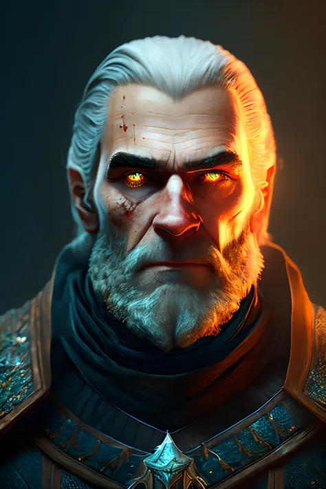 Geralt de rivia, cinematic, detalhes finos, 8k, (foto escura: 0,7), Subsurface dispersion, (ambient lighting: 1,3), (ArtStation: 1,3)