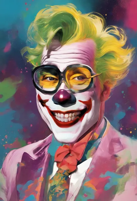 jocker，laughter and joy，Reddens Nose，Funny tricks，Andy warhol，Close-up shot，Side light，Pop art